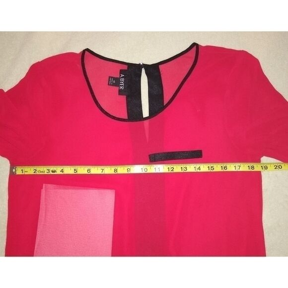 A. Buyer Hi/Low Red & Black Sheer Top - Picture 7 of 7